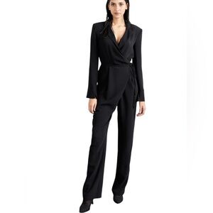 Cinq à Sept Side-Tie Blazer Wrap Jumpsuit black Color Womens Size 2 Small